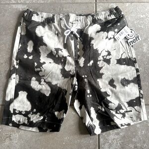 Neff Black and White Tie-Dye Shorts